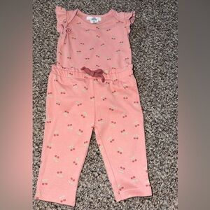 Pink Cherry Print Kids Matching Set